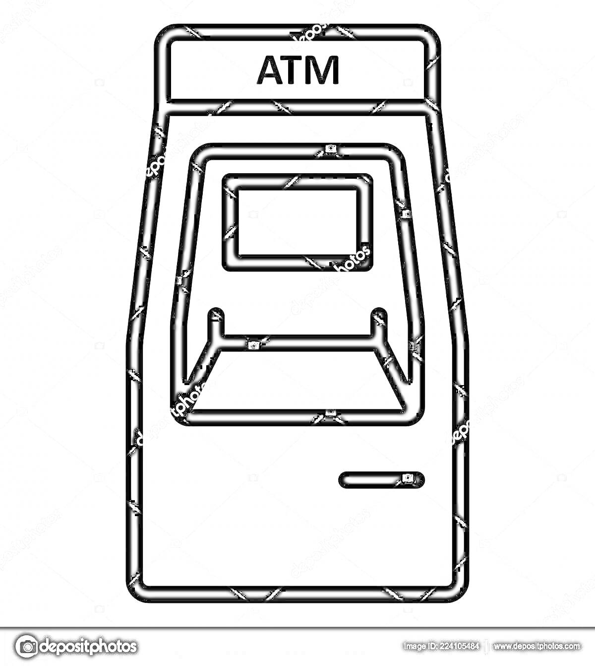 Раскраска Банкомат с экраном и слотом для карт