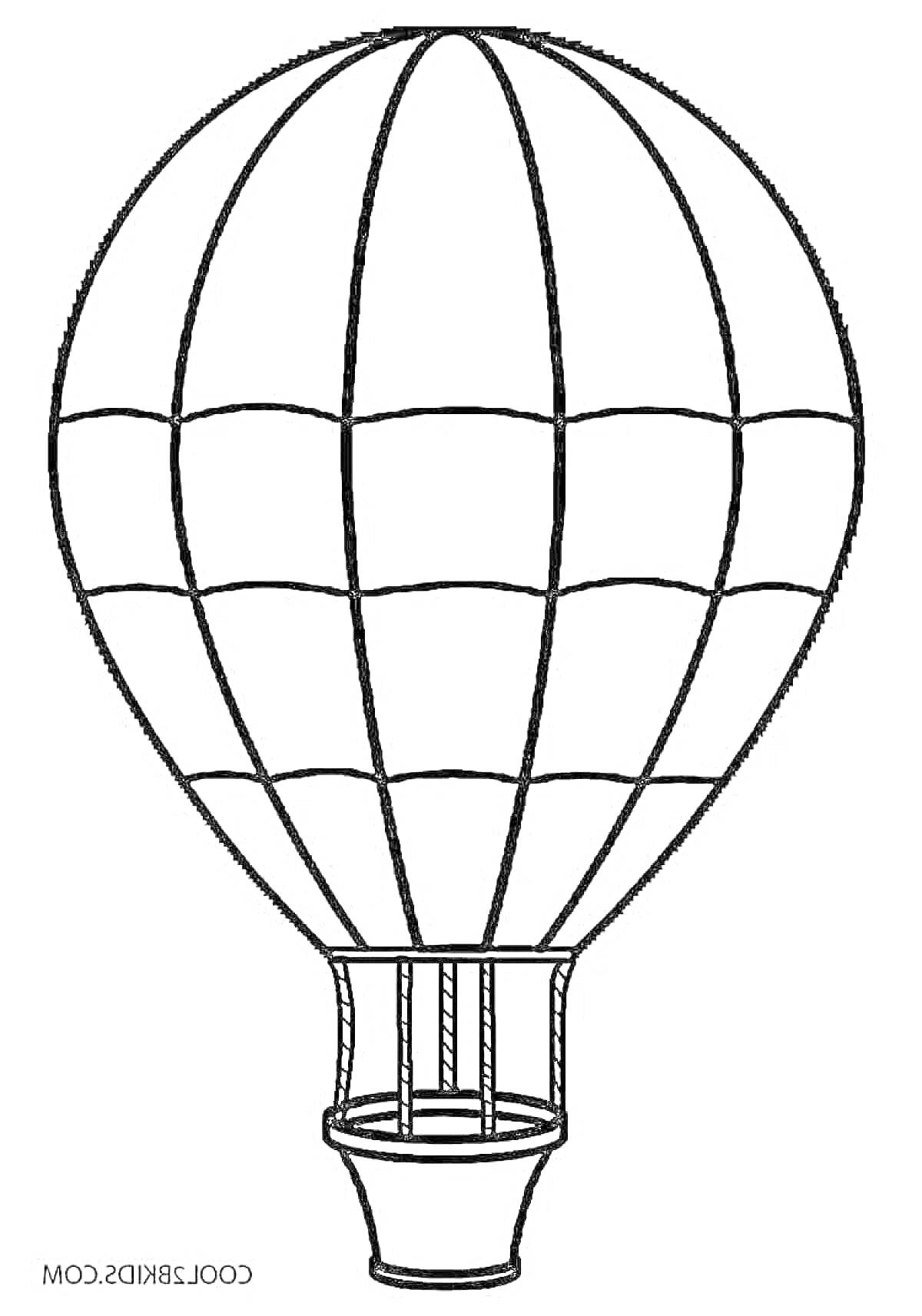 Раскраска Воздушный шар с корзиной для пассажиров
