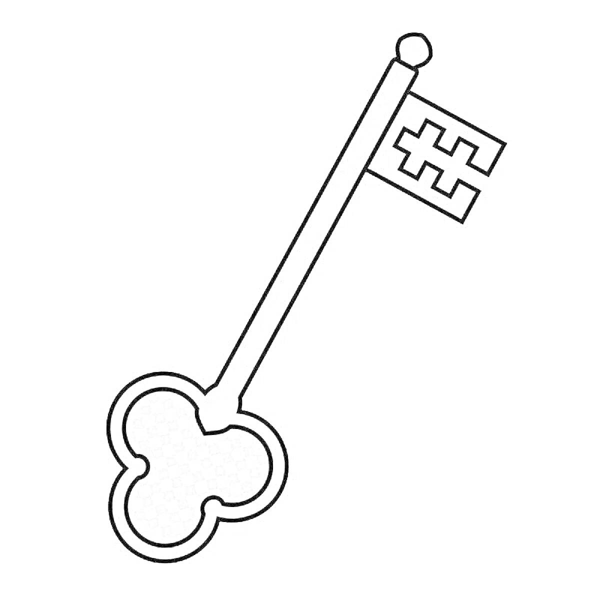 На раскраске изображено: Ключ, Ключик, Стержень, Кольцо, Зубцы