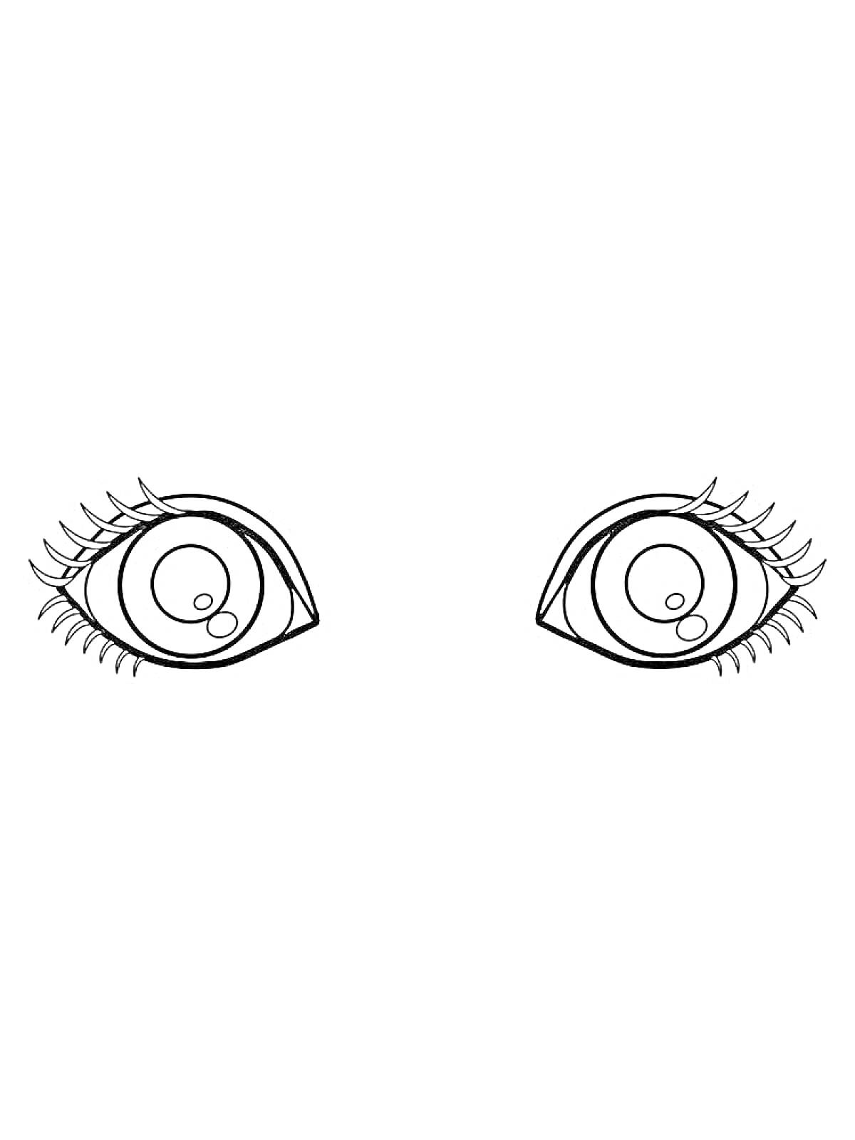 Раскраска Раскраска с изображением пары глаз с длинными ресницами и зрачками