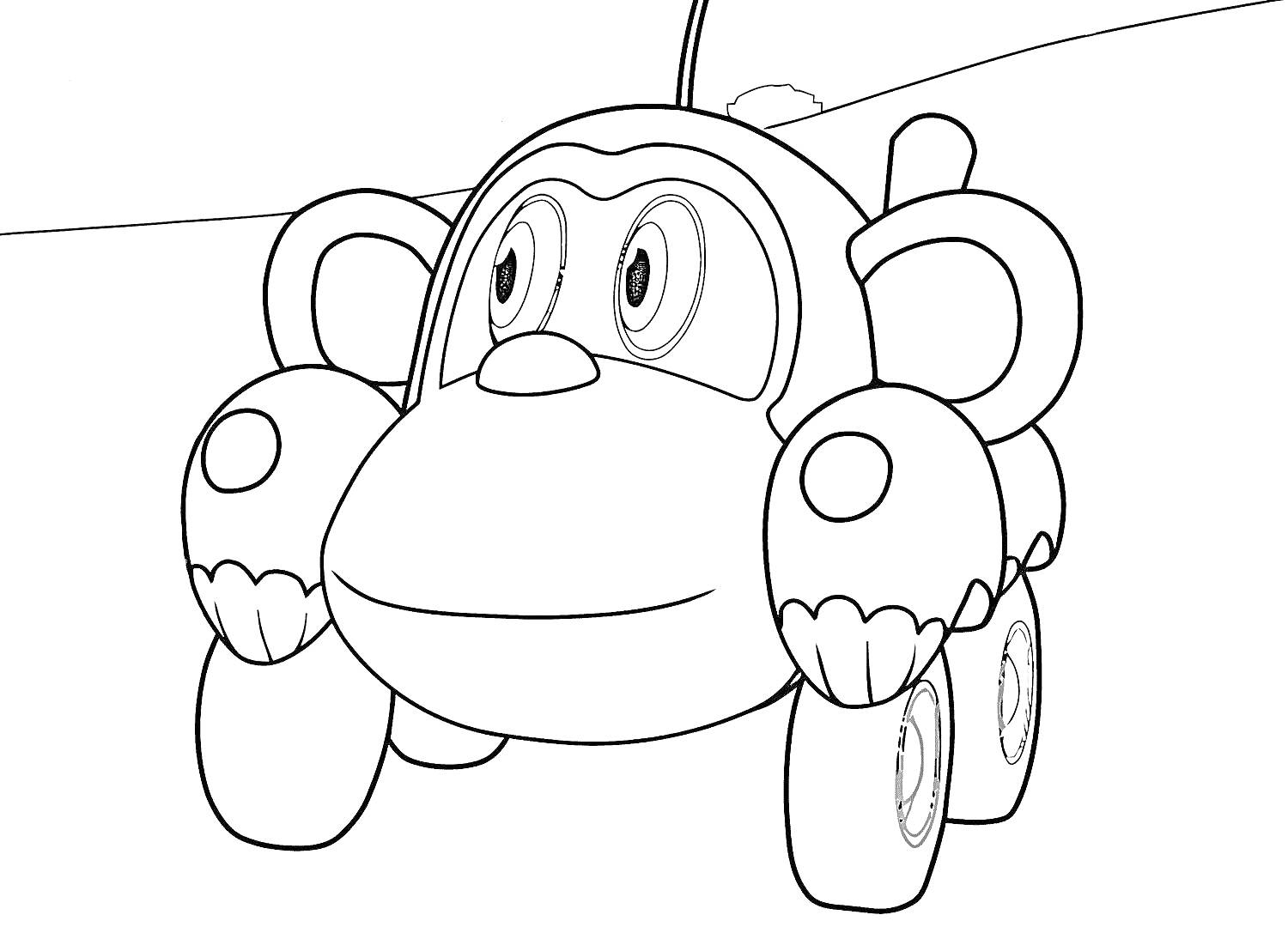 Раскраска Машинка-обезьяна из мультфильма 