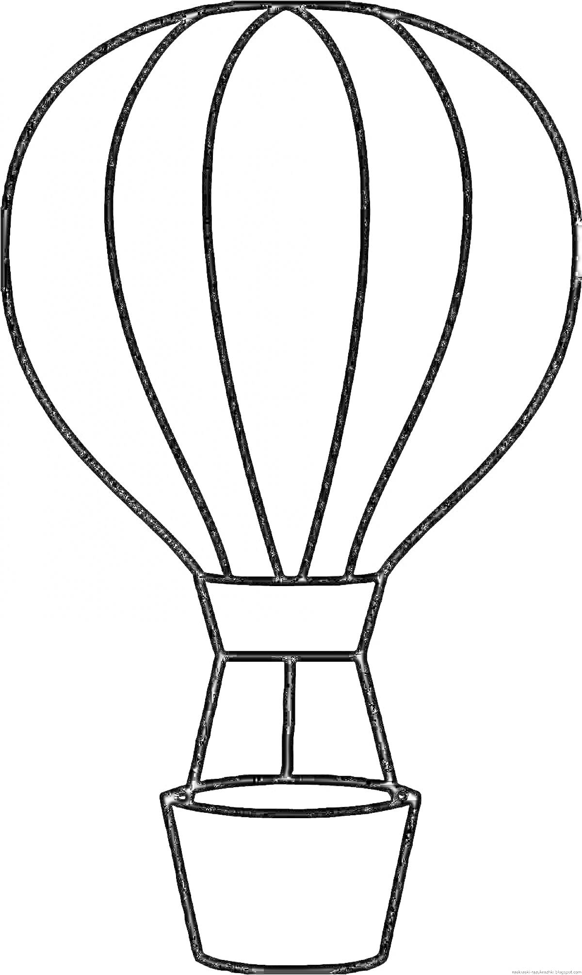 Раскраска Воздушный шар с корзиной для раскрашивания