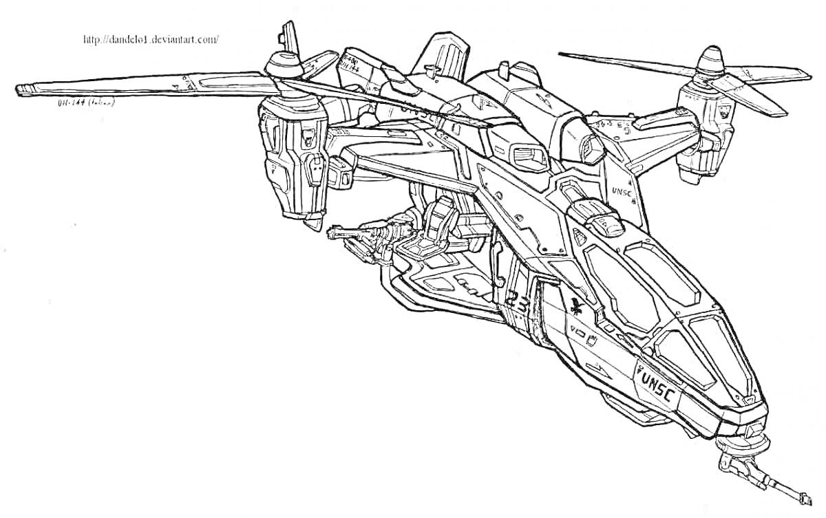 Раскраска Военный вертолет