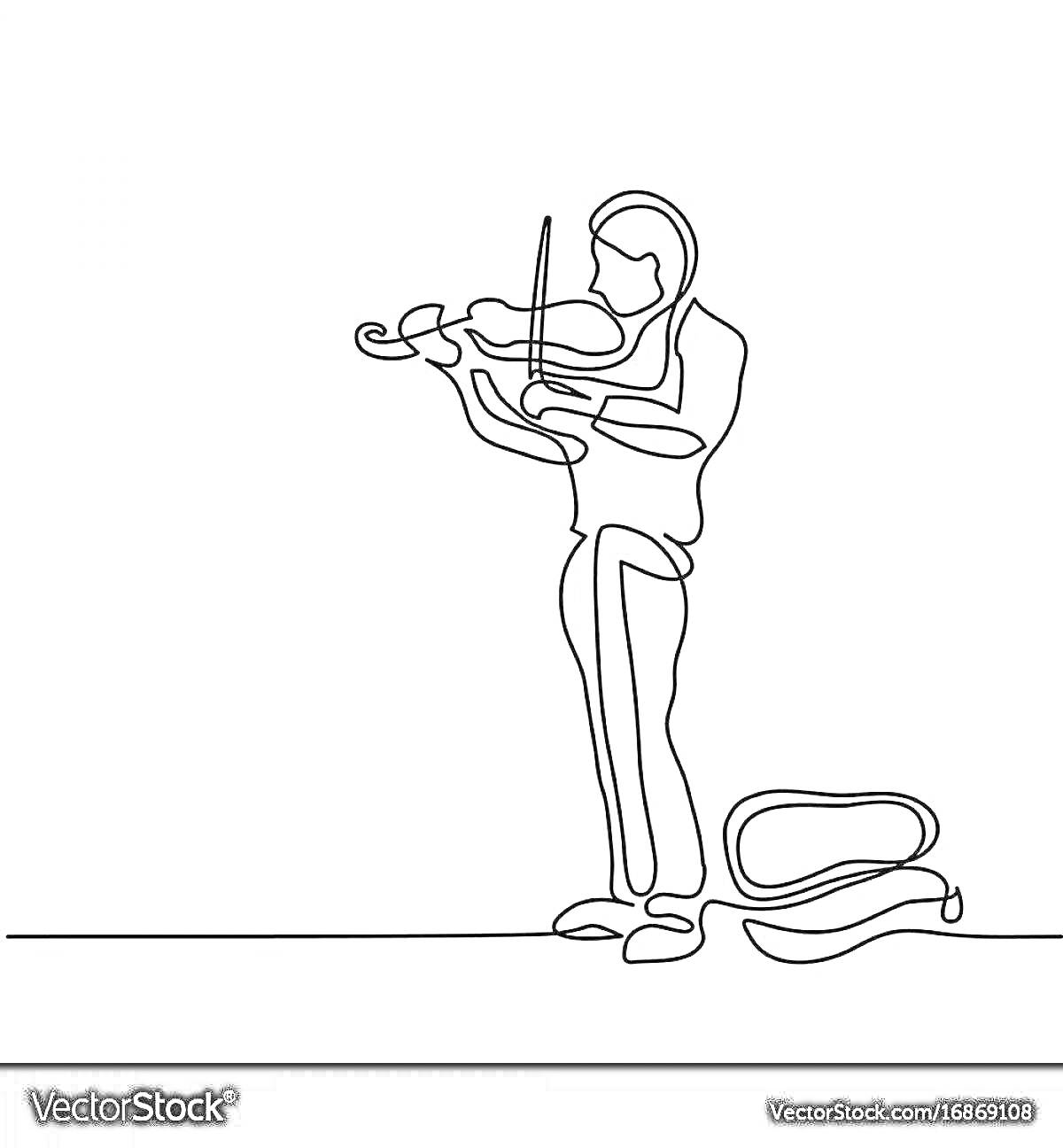 На раскраске изображено: Мальчик, Скрипка, Музыка, Игра на скрипке, Музыкальные инструменты
