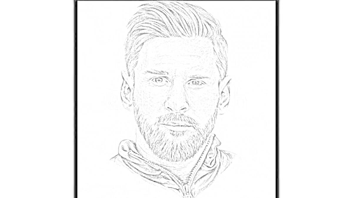 На раскраске изображено: Мужчина, Борода, Короткие волосы, Лицо, Крупный план