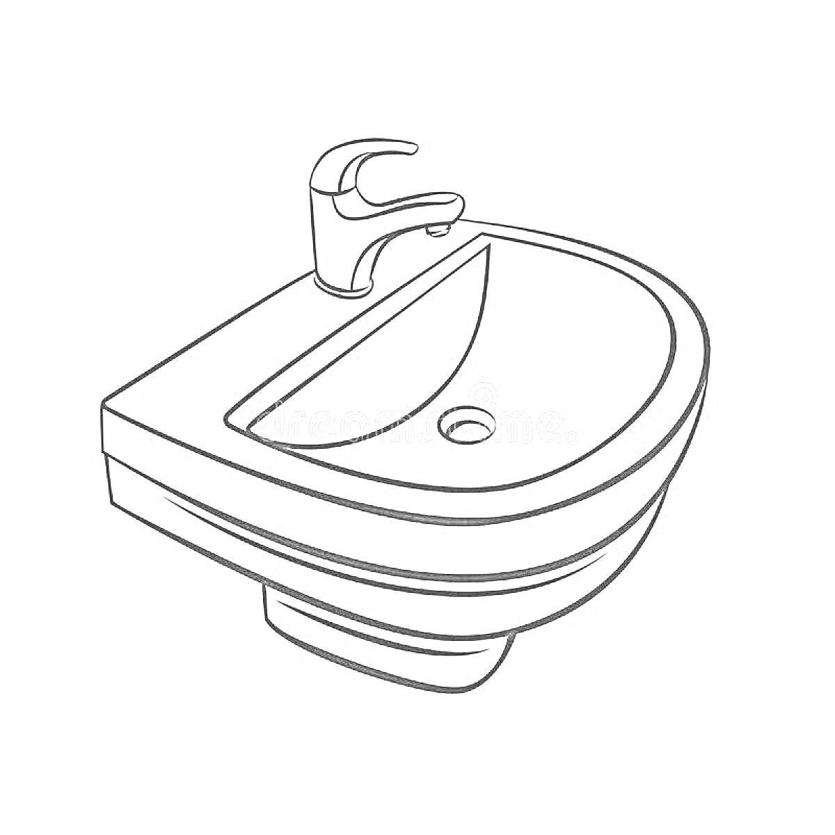 Раскраска Раковина с краном