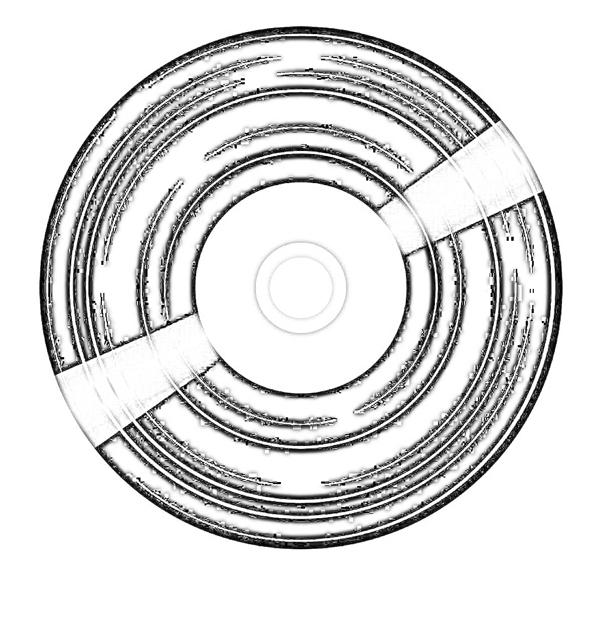На раскраске изображено: Пластинка, Винил, Круги, Музыка, Ретро, Запись