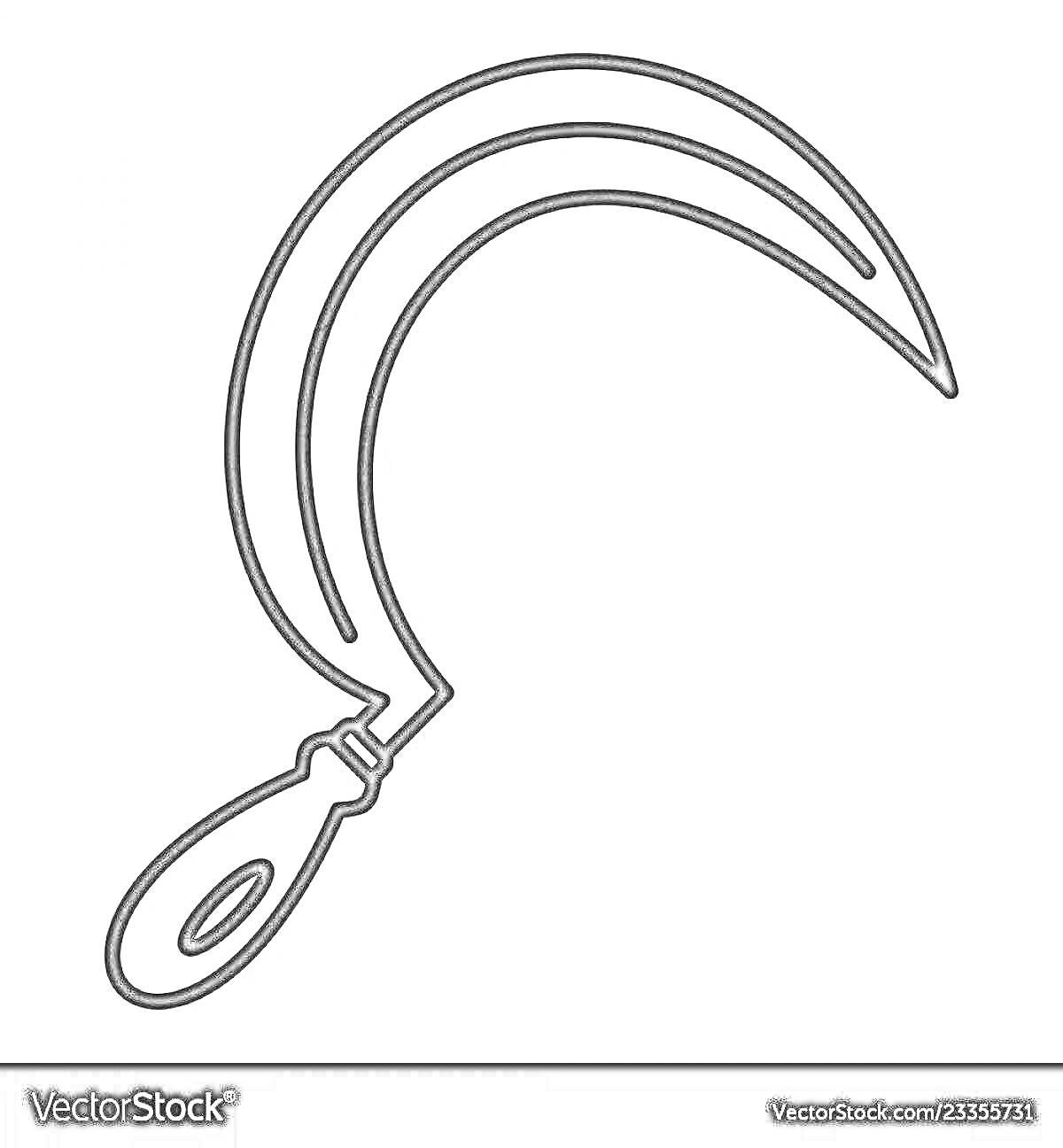 Раскраска Серп с деревянной ручкой