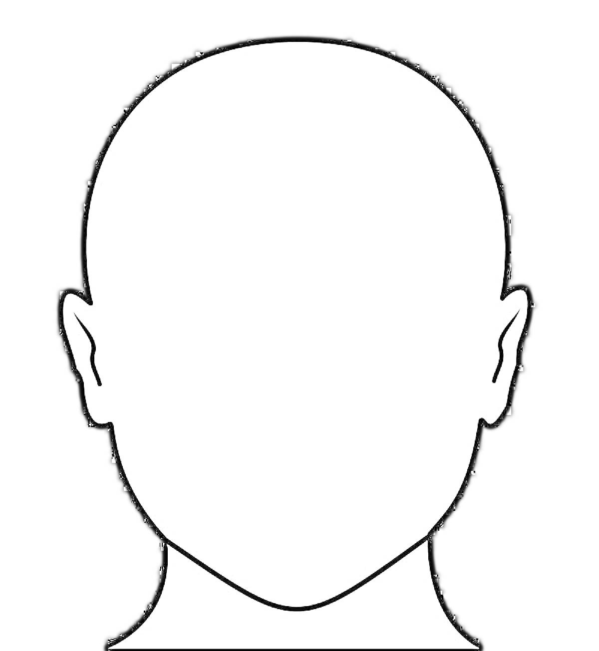 Раскраска Контур лица человека с ушами на черном фоне