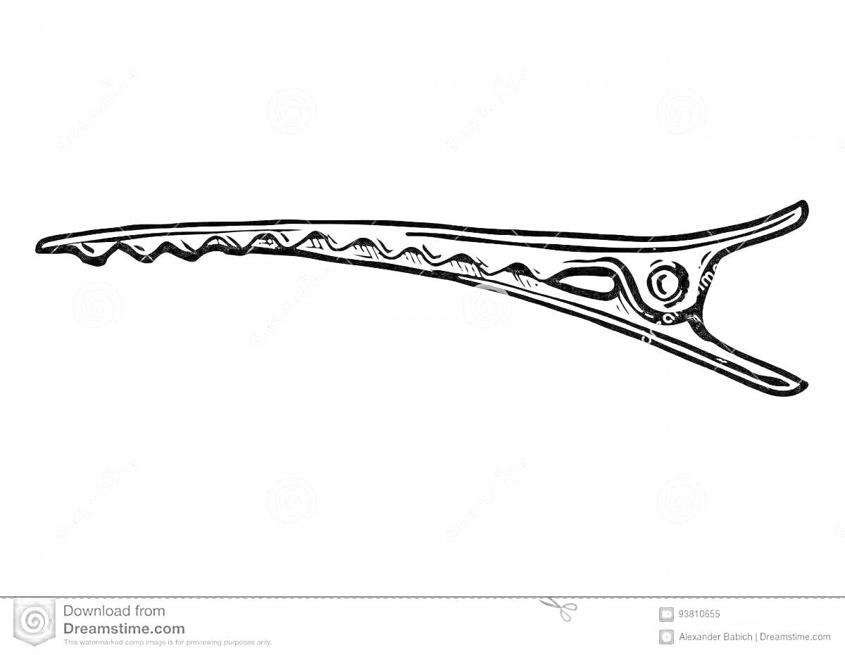 Раскраска Заколка-зажим с зубчиками и пружинным механизмом