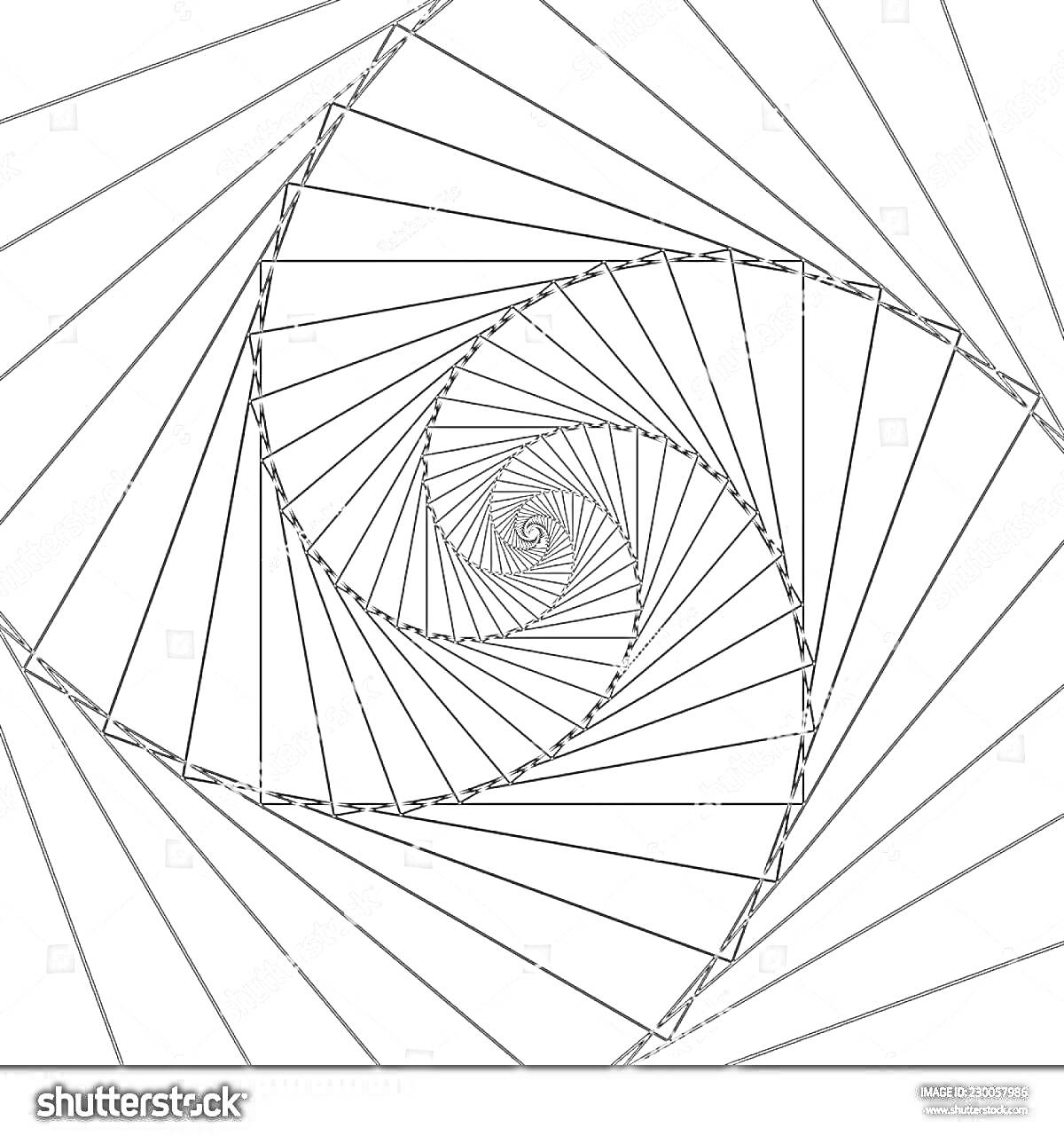 На раскраске изображено: Спираль, Геометрия, Абстракция, Линии, Симметрия, Графика, Оптическая иллюзия
