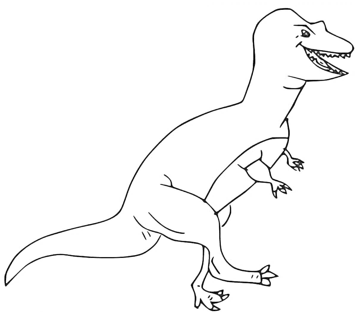 Раскраска Аллозавр в профиль с открытой пастью