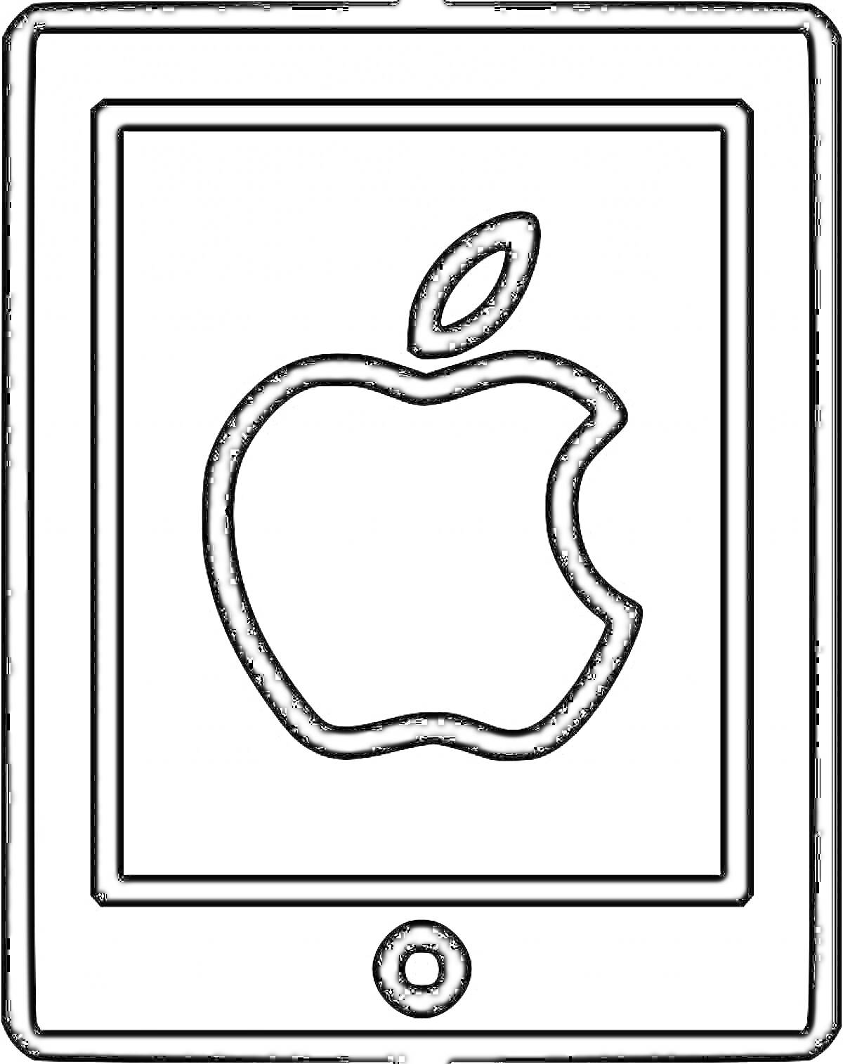 Раскраска Айпад с логотипом яблока