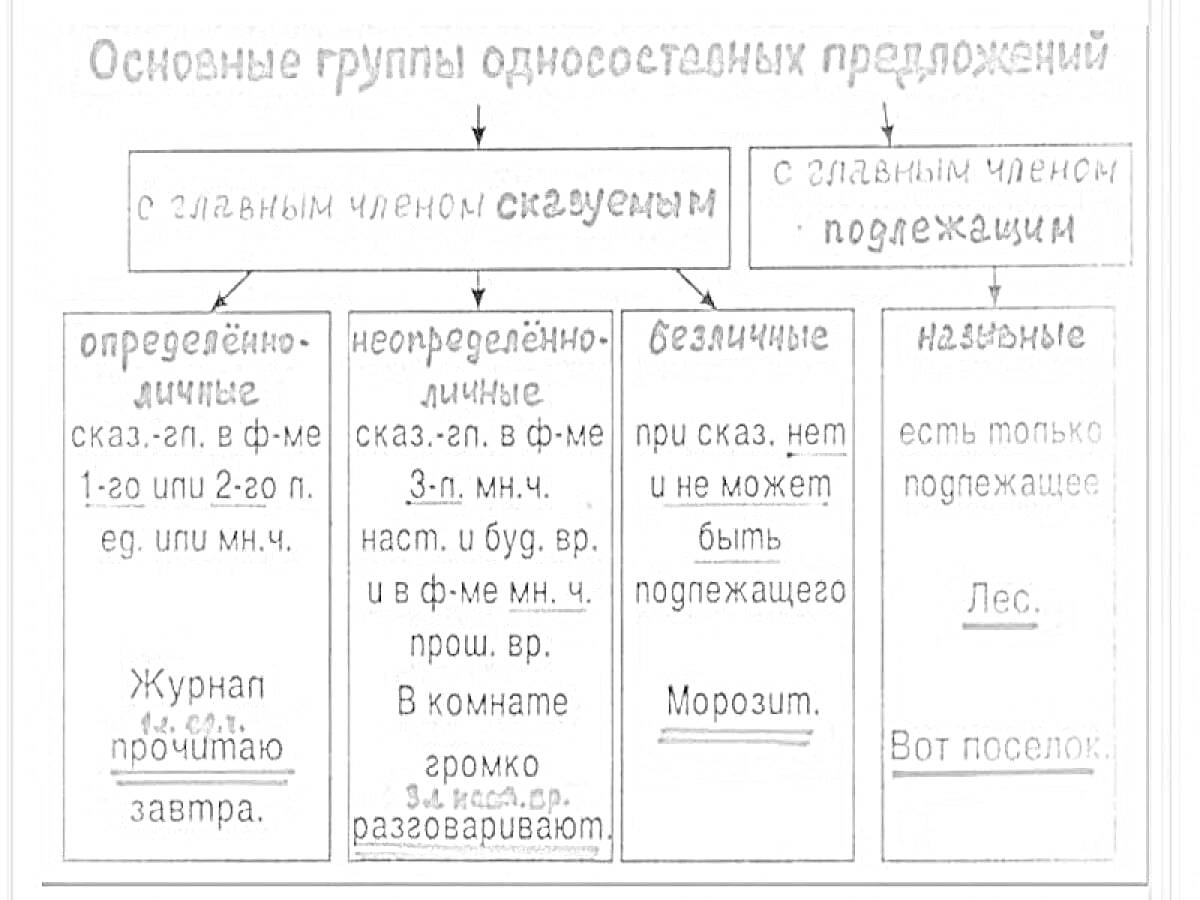 На раскраске изображено: Односоставные предложения, Определенно-личные, Неопределенно-личные, Безличные, Назывные, Русский язык, Грамматика, Примеры предложений