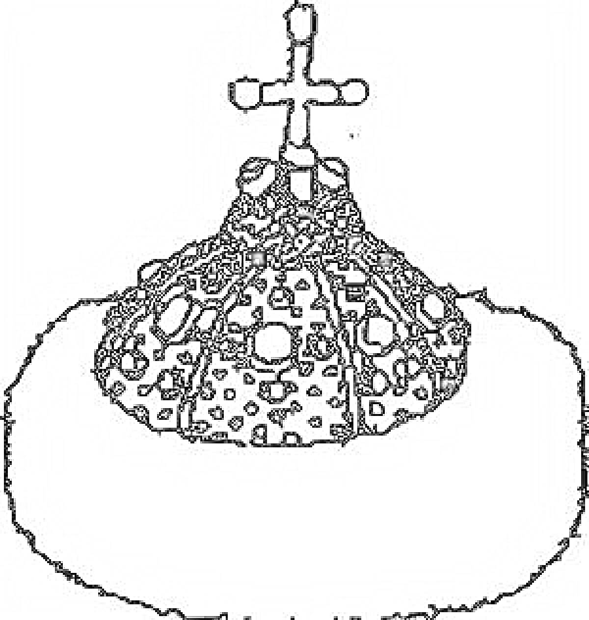 Раскраска Шапка Мономаха с крестом и меховой опушкой