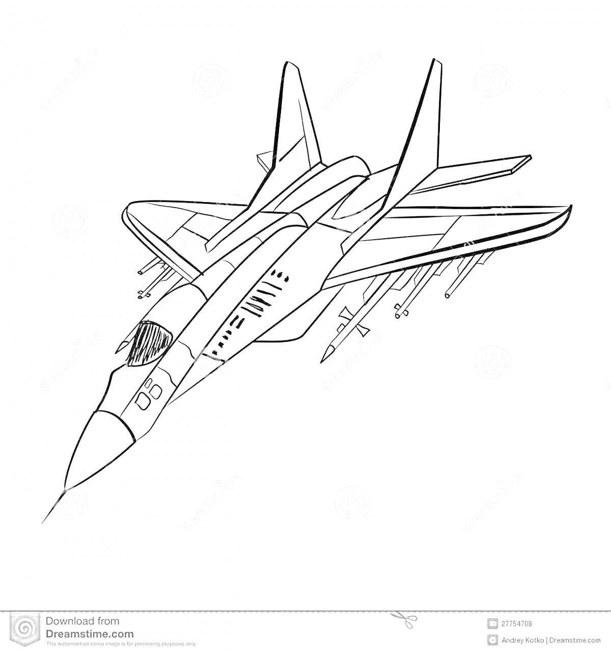 Раскраска Миг 29 с вооружением