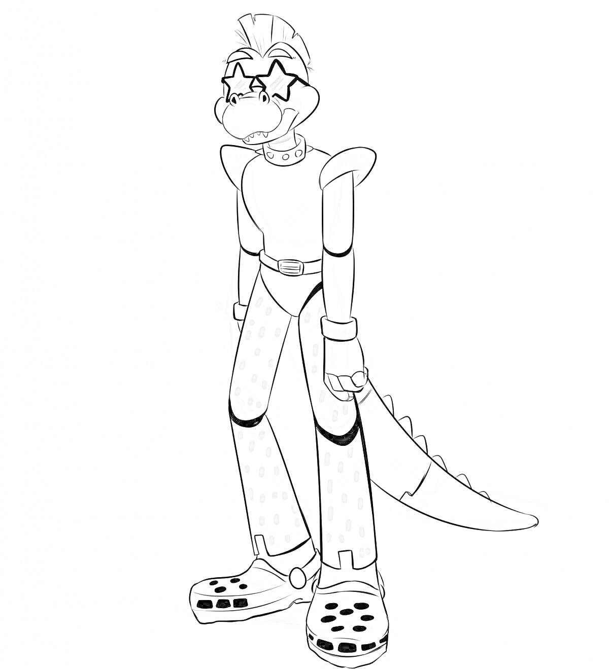 Раскраска Монти аниматроник в очках с панковской прической