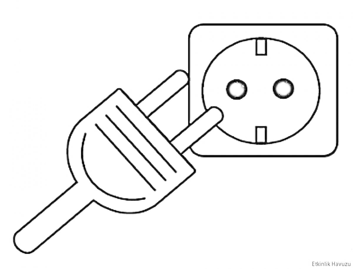 Раскраска Розетка с вставленной вилкой