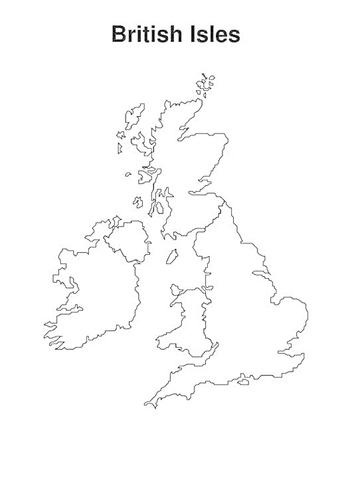 На раскраске изображено: Карта, Великобритания, География