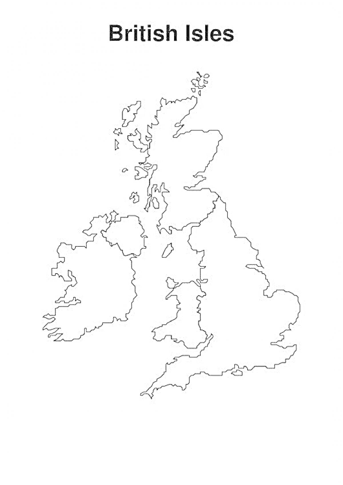 Раскраска Контурная карта Британских островов
