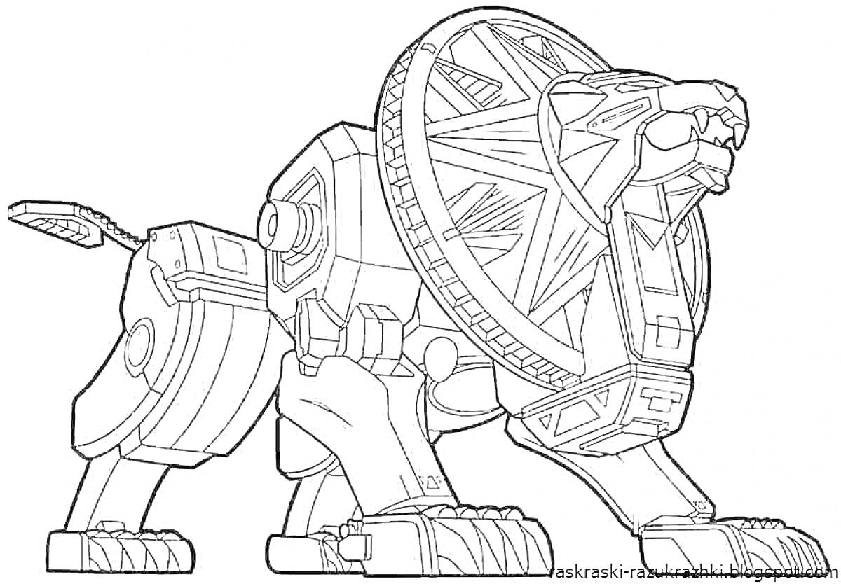 Раскраска Скричер в форме льва с механическими элементами