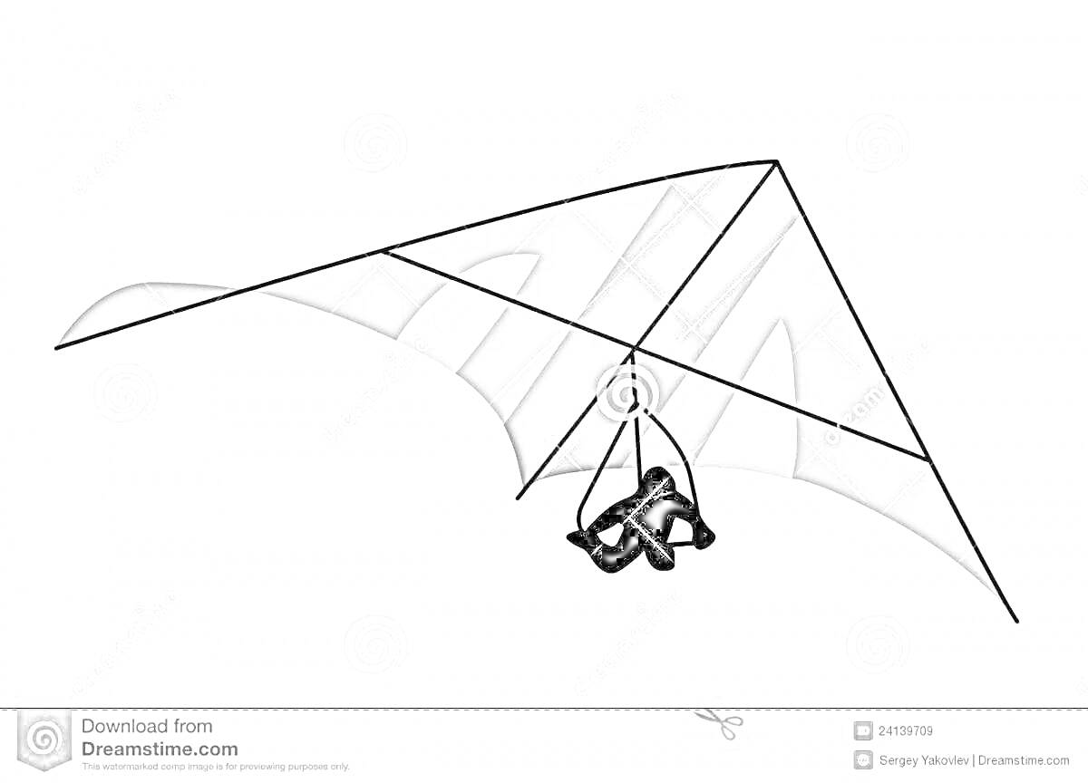 Раскраска Дельтаплан с парапланеристом