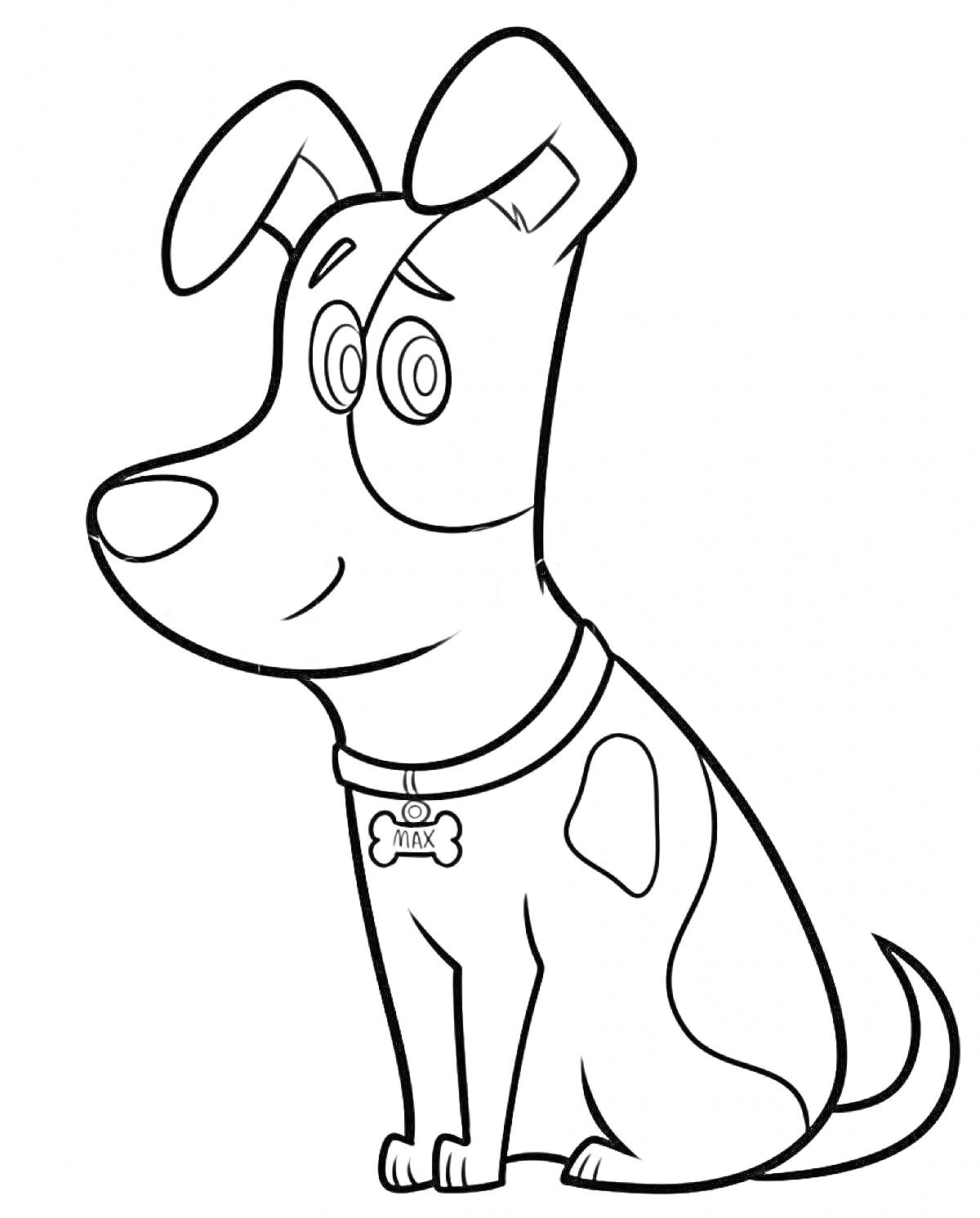 Раскраска Собака Макс из мультфильма 