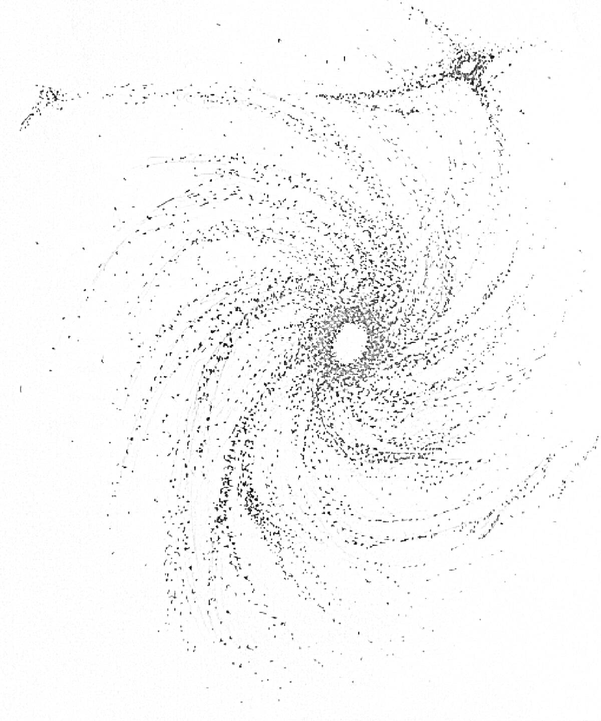 Раскраска Вихрь галактики с центром и точками, изображающий Млечный путь
