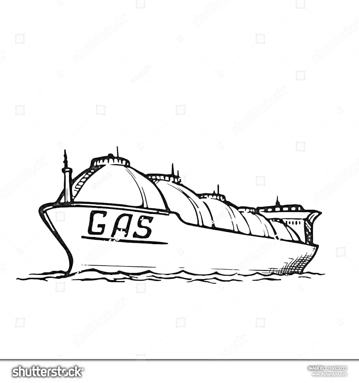 На раскраске изображено: ГАЗ, Море, Корабль, Судно, Морской транспорт, Мореплавание