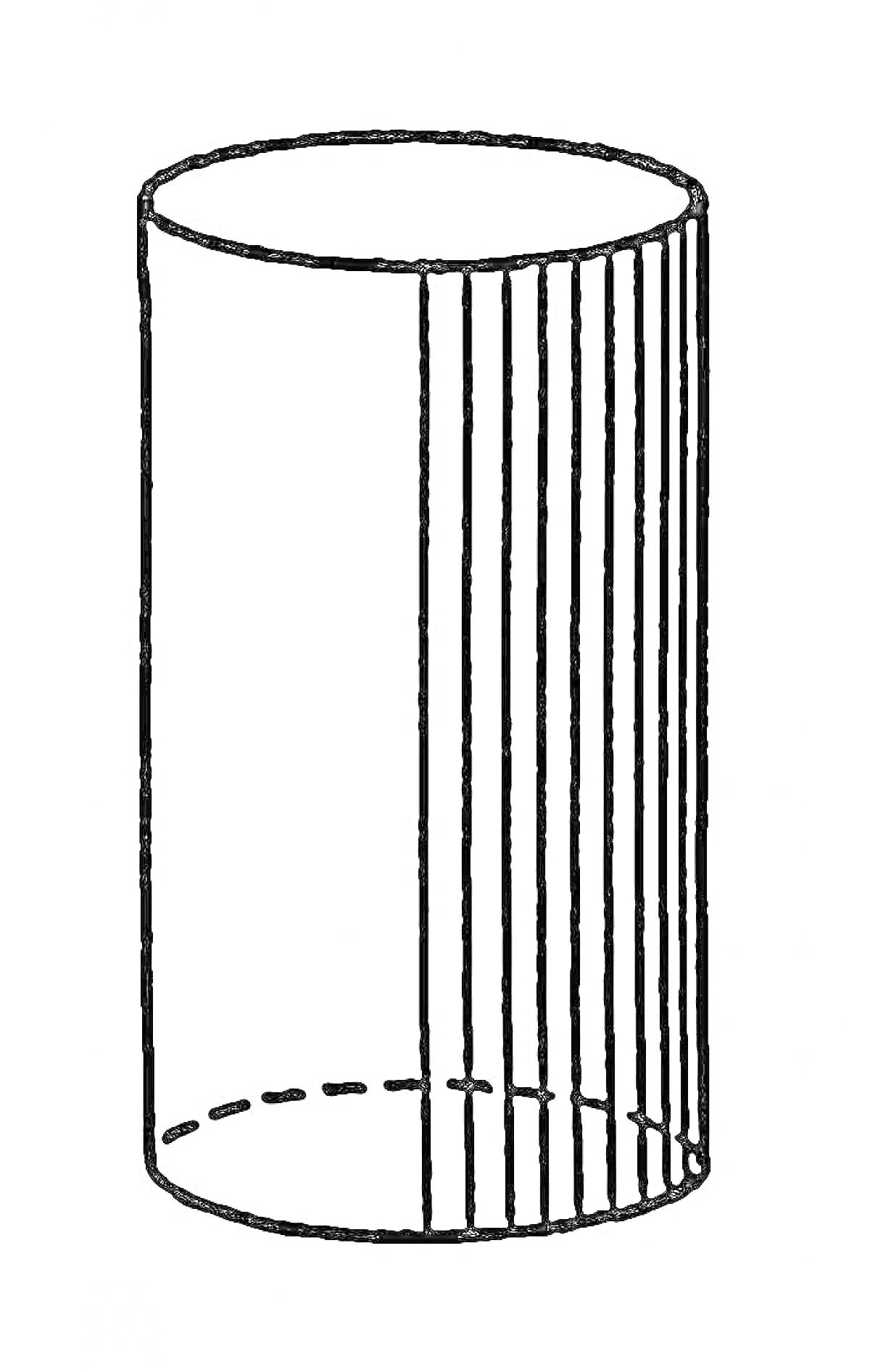 Цилиндр со штриховкой и пунктирной линией