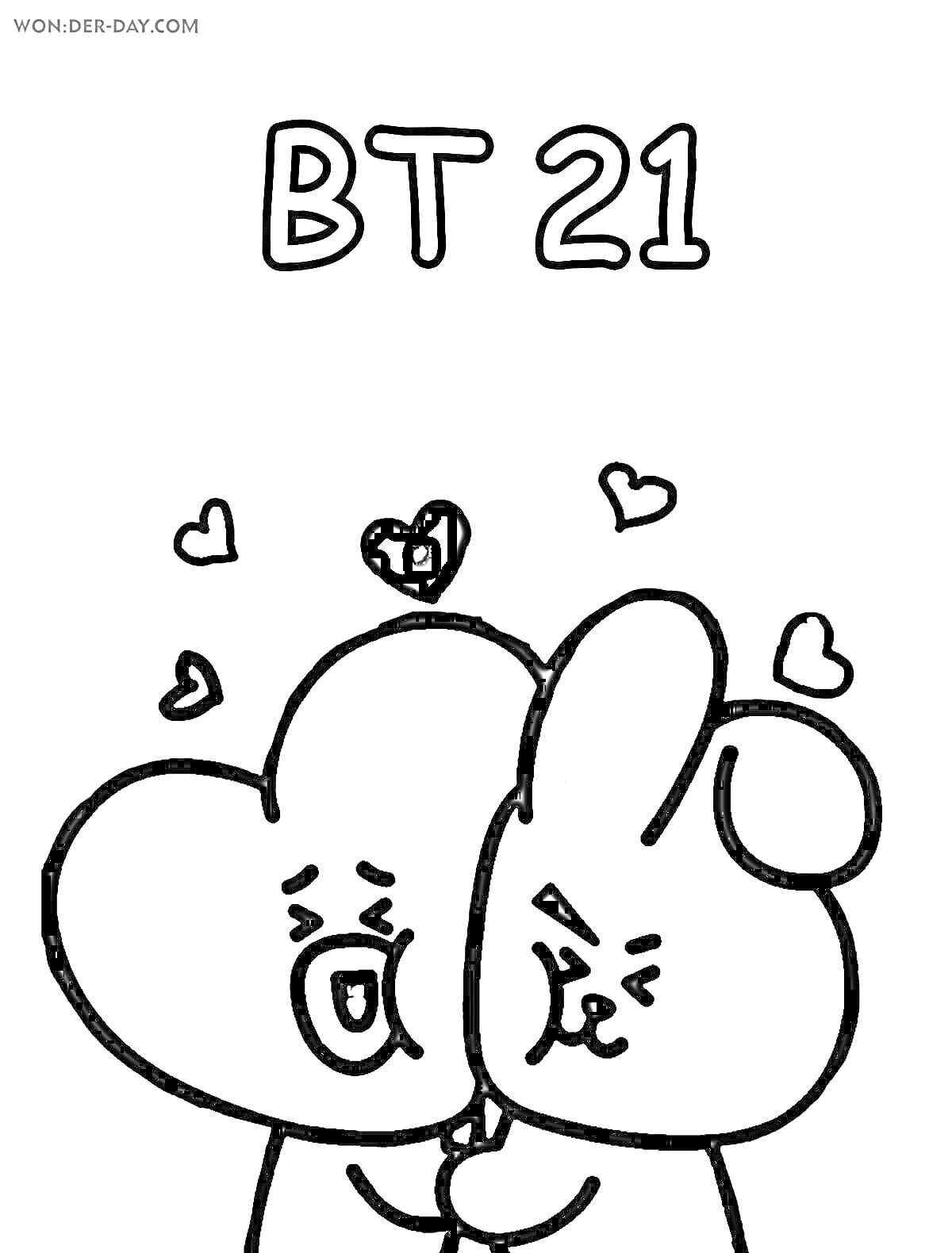 На раскраске изображено: BT21, Мило