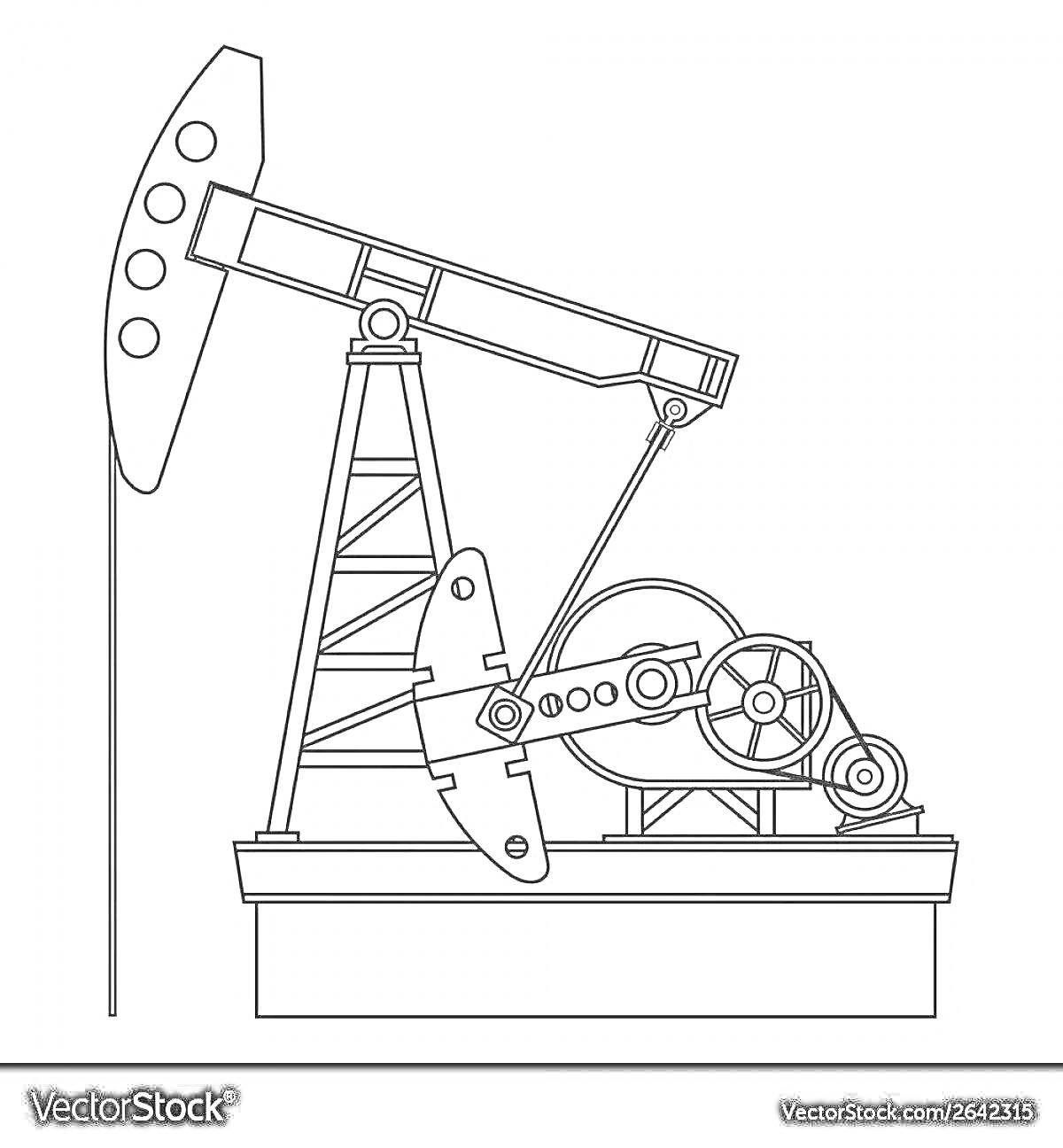 Нефтяная качалка с опорой, балансирами и рычагами