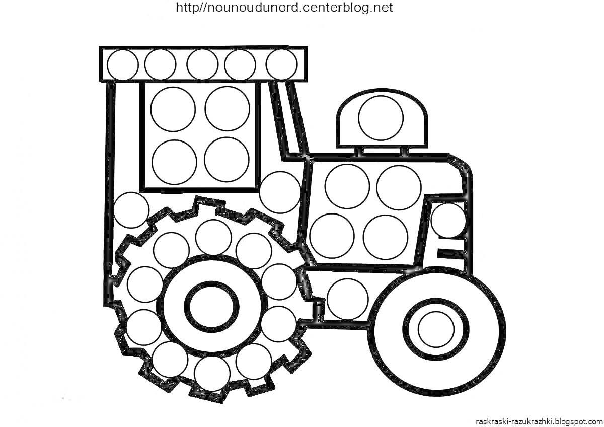 Раскраска Трактор с кругами для пластилина