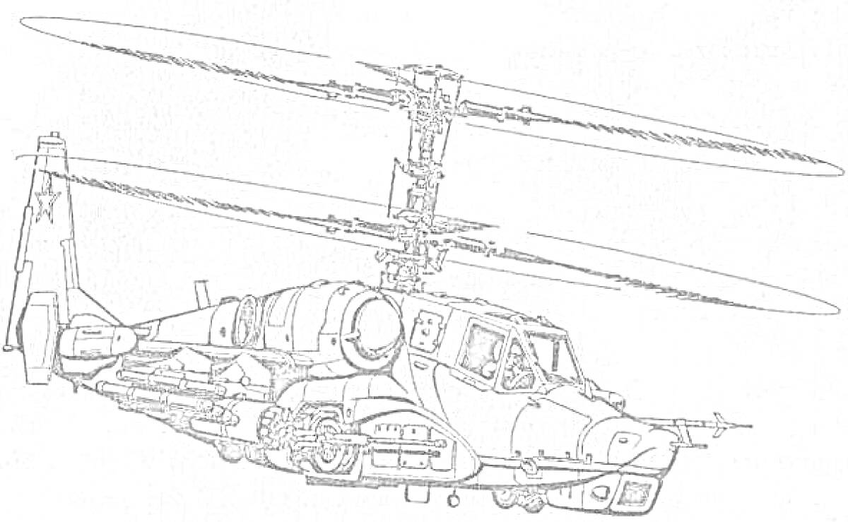 На раскраске изображено: Вертолет, Авиация, Техника, Лопасти, Шасси, Хвостовая часть