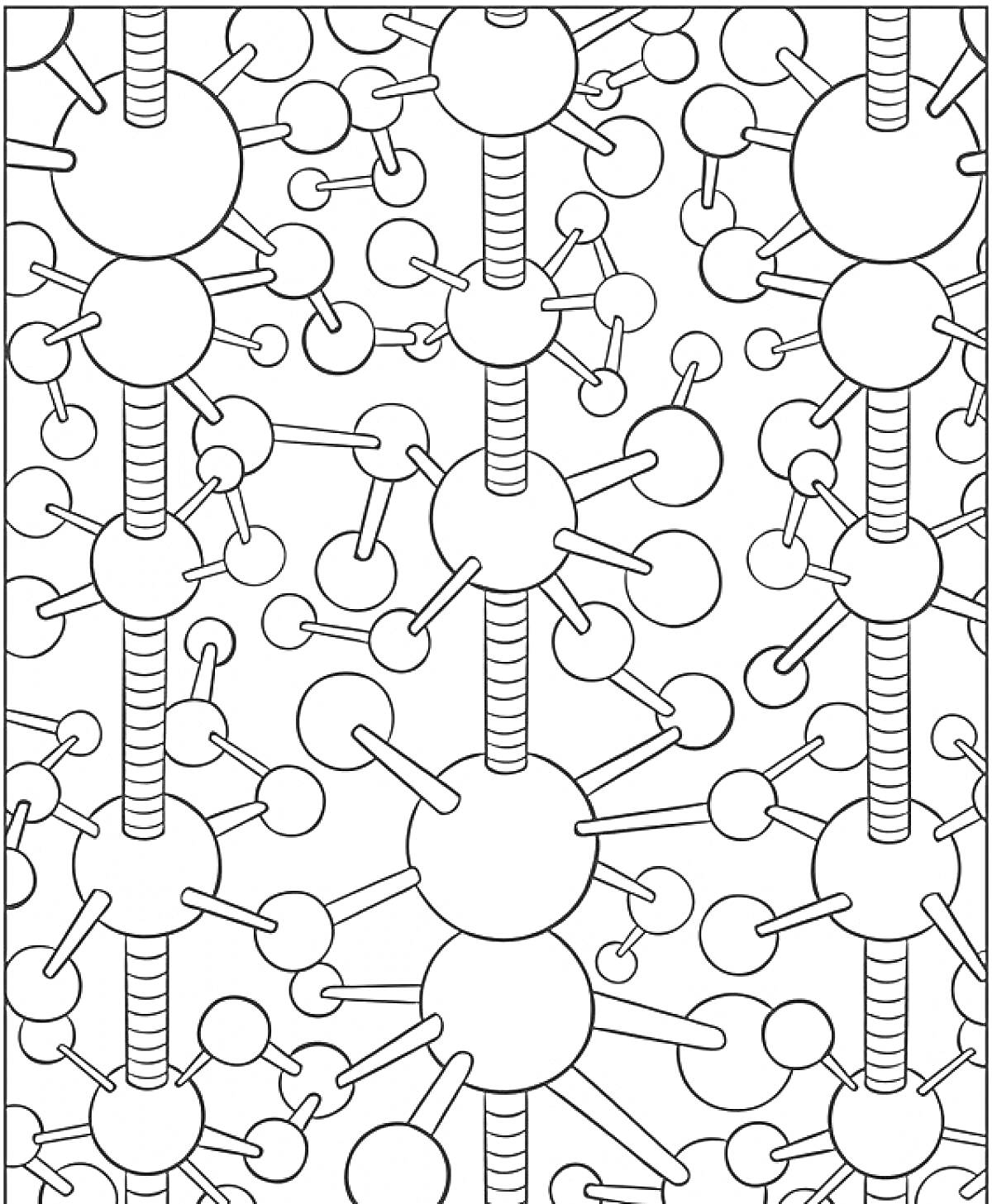 Раскраска Узор с молекулярной структурой