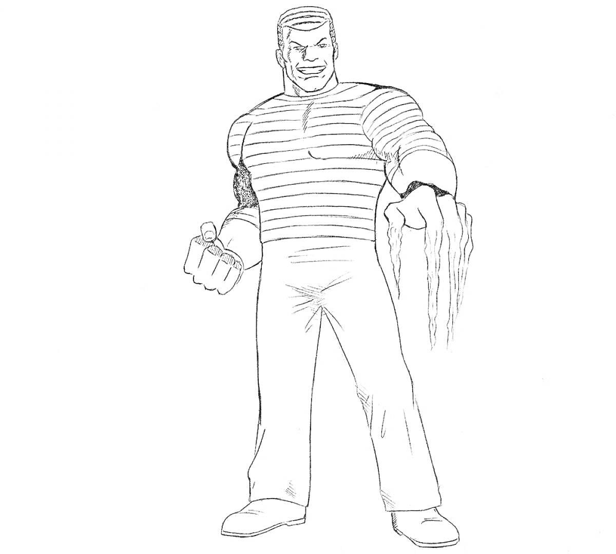 Раскраска Человек в полосатом свитере с песчаной рукой