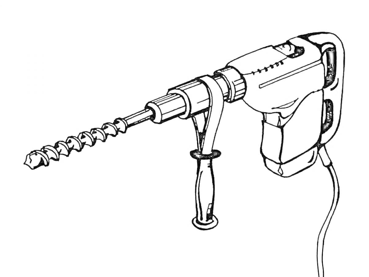 На раскраске изображено: Дрель, Электроинструмент, Сверло