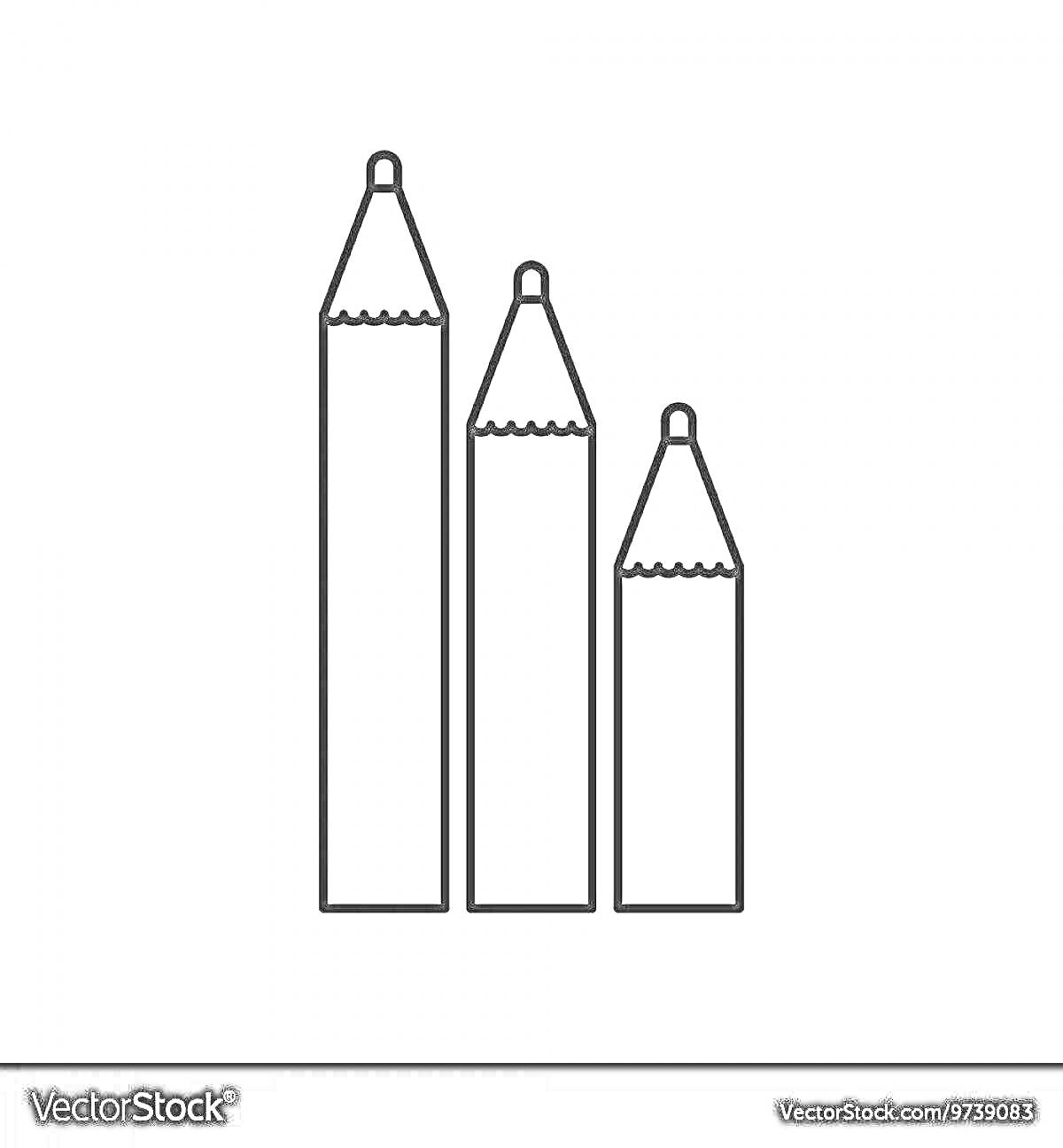 Раскраска Три карандаша разной длины