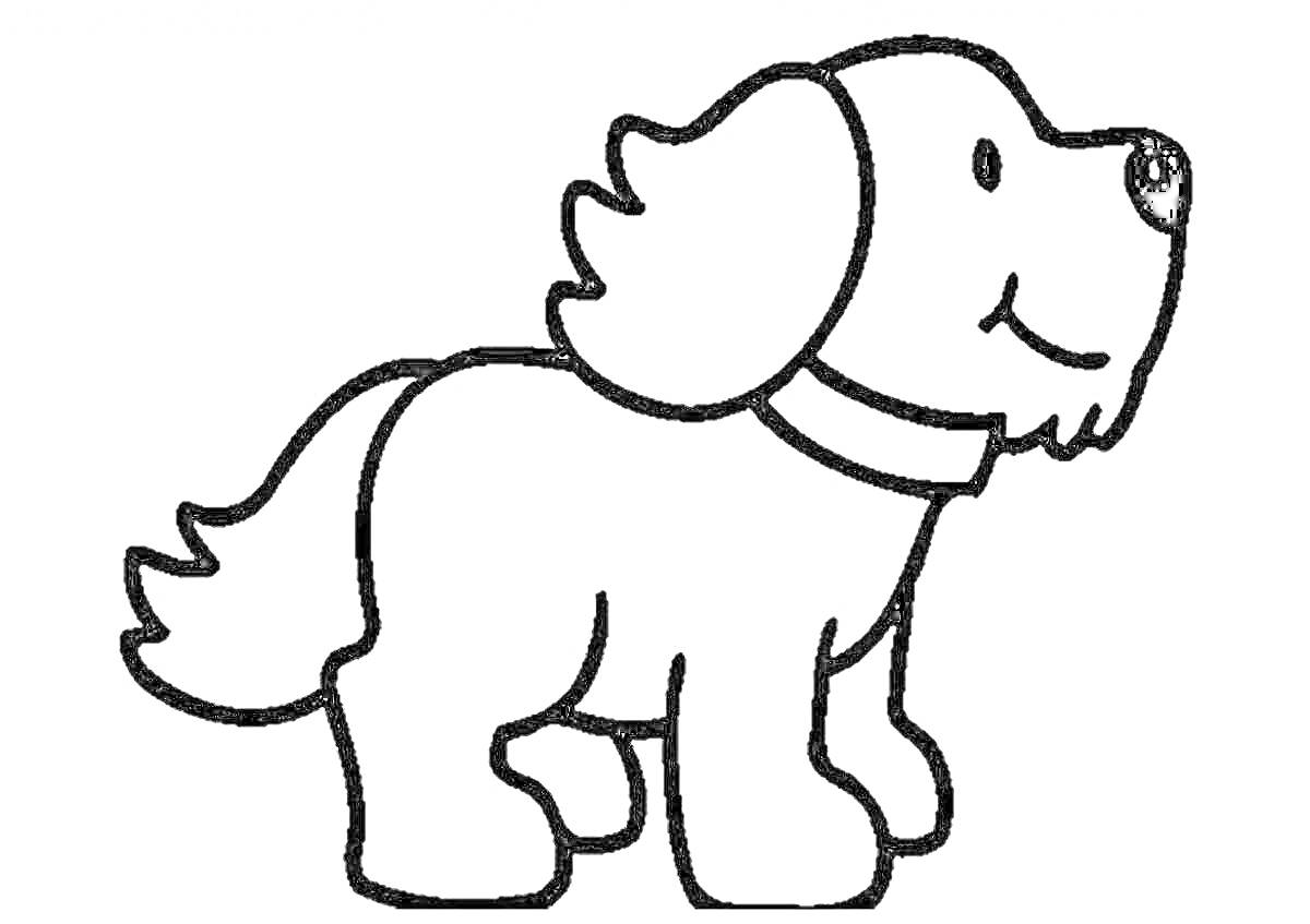 На раскраске изображено: Собака, Питомец, Животные, Для детей, Дети 3-4 года