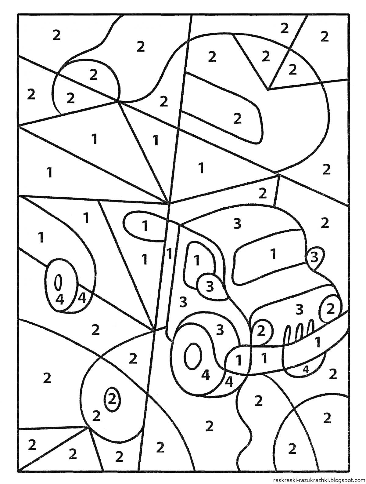 Раскраска Грузовик в абстрактном фоне по цифрам