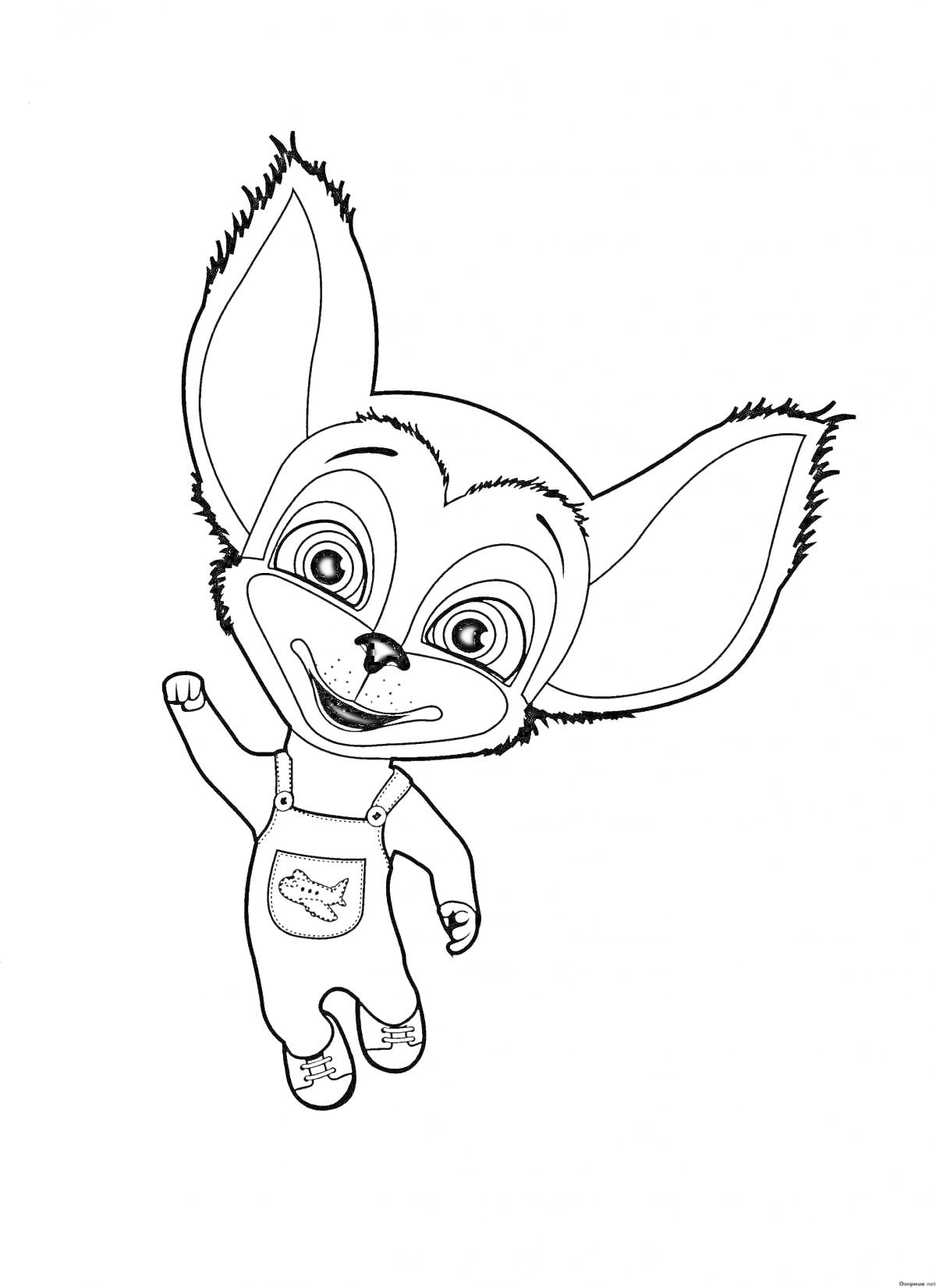 Раскраска Малыш Барбоскин в комбинезоне с рисунком, на одной ноге