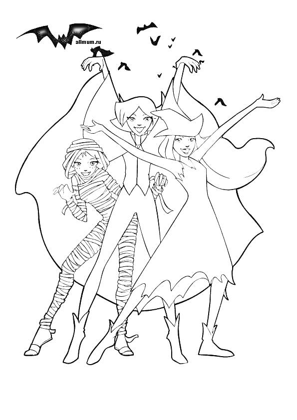 Раскраска Три персонажа из 