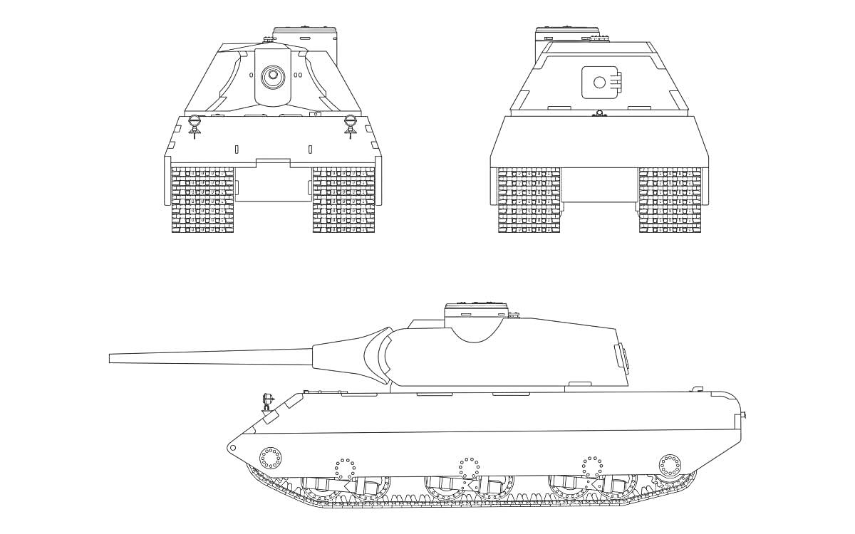 Трёхпроекционный рисунок танка 