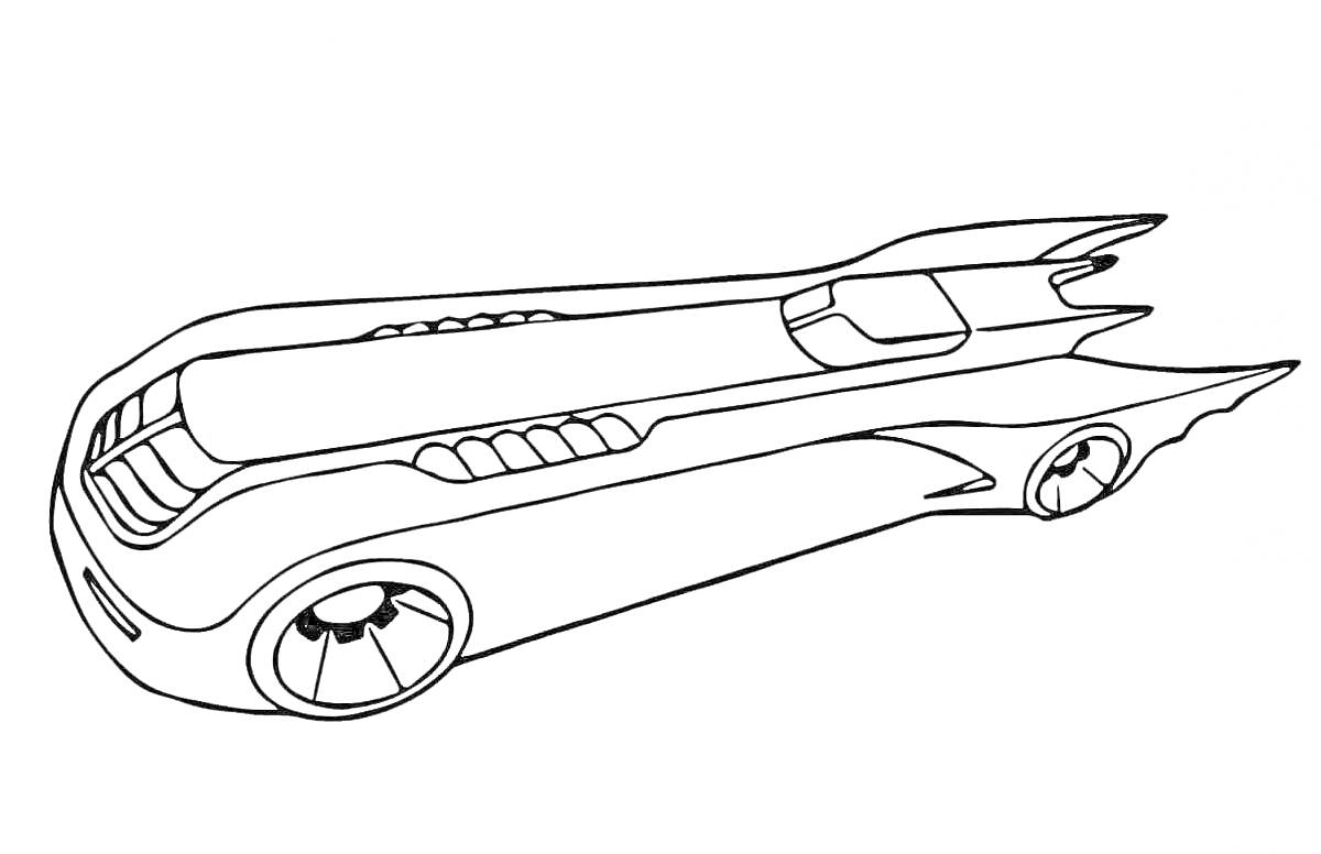Бэтмобиль с закрылками и декоративными элементами на корпусе