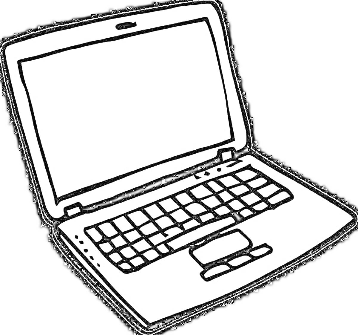 Раскраска Раскраска ноутбук с клавиатурой и тачпадом