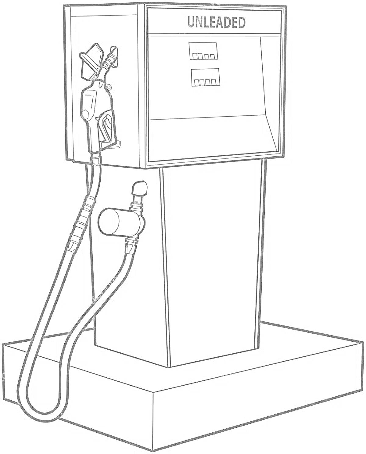 Раскраска Бензиновая колонка с заправочным пистолетом