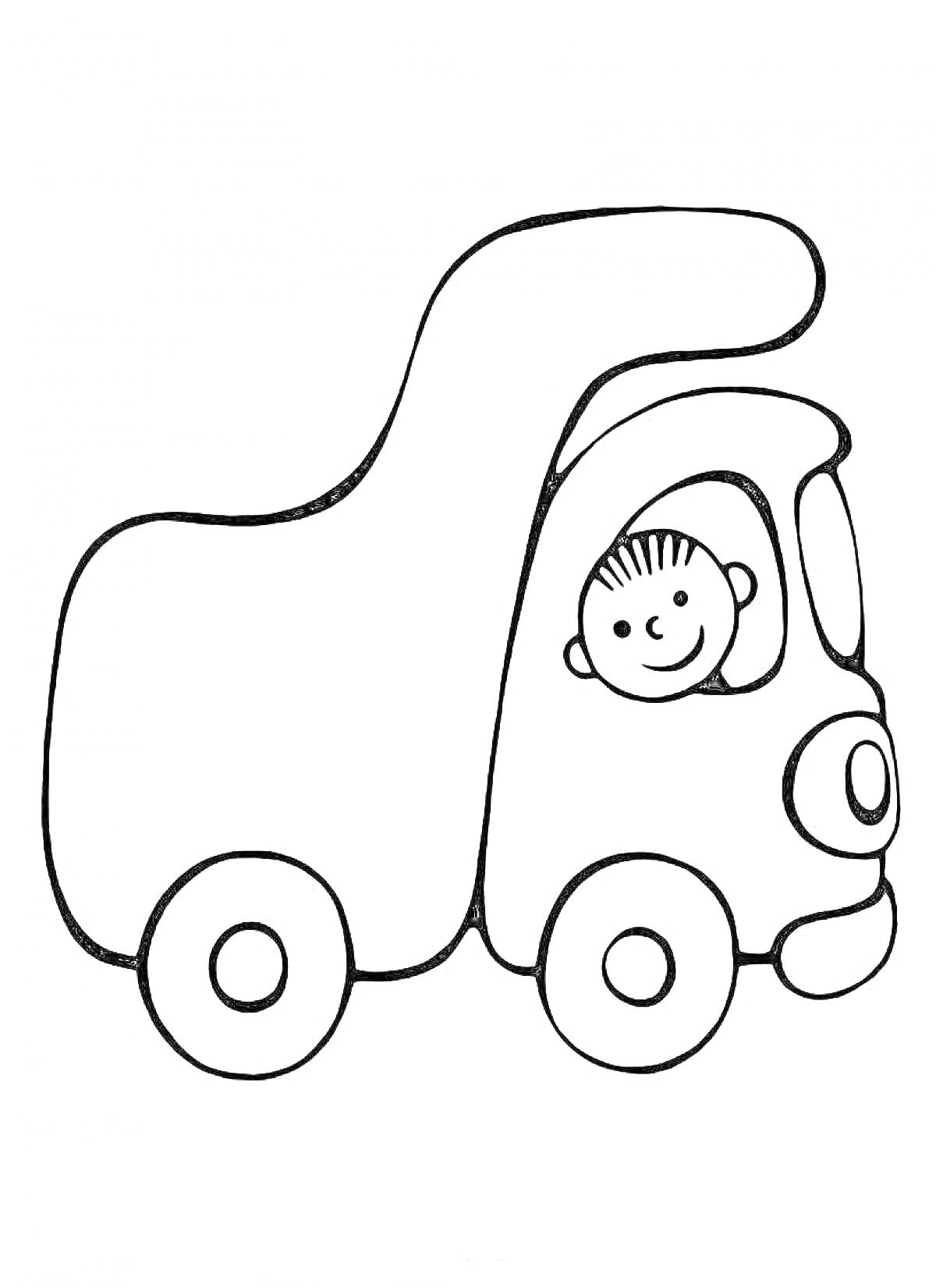 На раскраске изображено: Водитель, Для детей, Малыш, Грузовая машина, Авто