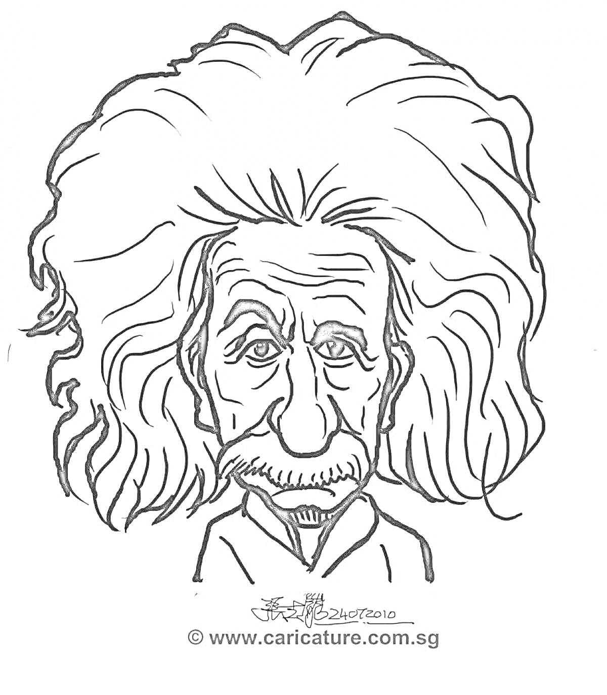 На раскраске изображено: Карикатура, Учёный, Волосы, Усы, Лицо