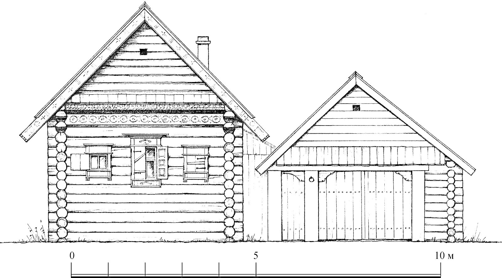 Традиционное деревянное жилище с пристройкой-амбаром