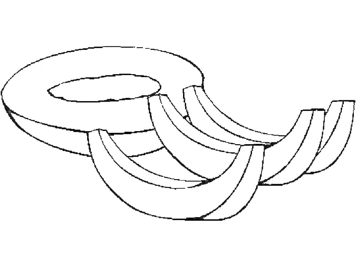 Раскраска Разрезанная дыня с дольками